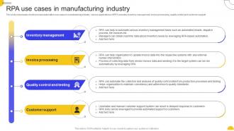 Rpa Manufacturing Industry Rpa For Business Transformation Key Use Cases And Applications AI SS