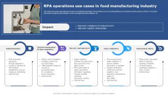 RPA Operations Use Cases In Food Manufacturing Industry