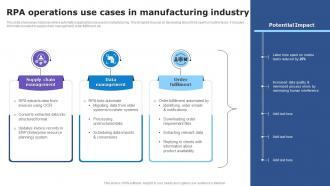 RPA Operations Use Cases In Manufacturing Industry