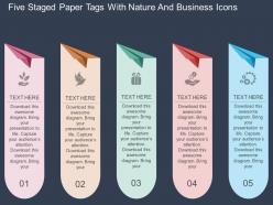 Rq five staged paper tags with nature and business icons flat powerpoint design