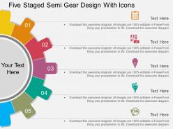 Rs five staged semi gear design with icons flat powerpoint design