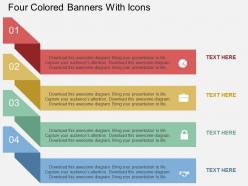 Ru four colored banners with icons flat powerpoint design