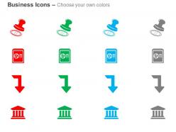 Rubber stamp money safe arrow downwards bank ppt icons graphics