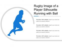 Rugby image of a player silhouette running with ball