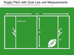 Rugby pitch with goal line and measurements