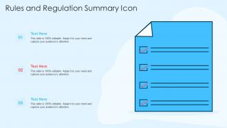 Rules And Regulation Summary Icon In Powerpoint And Google Slides