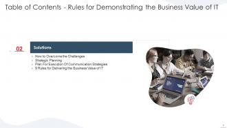 Rules for demonstrating the business value of it powerpoint presentation slides