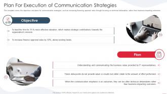 Rules for demonstrating the business value plan for execution of communication strategies