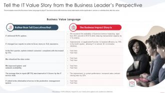 Rules for demonstrating the business value tell the it value story from the business leaders perspective