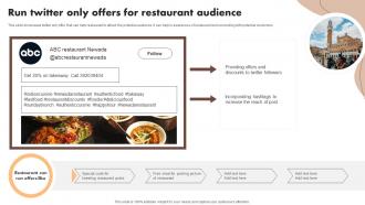 Run Twitter Only Offers For Restaurant Audience Digital Marketing Activities To Promote Cafe