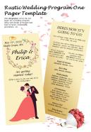 Rustic wedding program one pager template presentation report infographic ppt pdf document