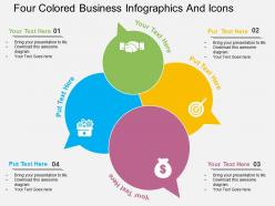 Rv four colored business infographics and icons flat powerpoint design