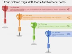 Rw four colored tags with darts and numeric fonts flat powerpoint design