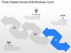 Sa three twisted arrows with business icons powerpoint template