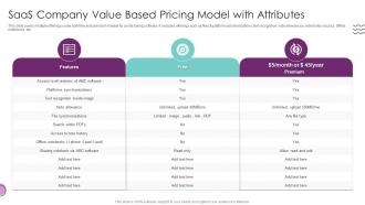 SaaS Company Value Based Pricing Model With Attributes