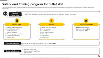 Safety And Training Program For Outlet Staff Food Quality And Safety Management Guide