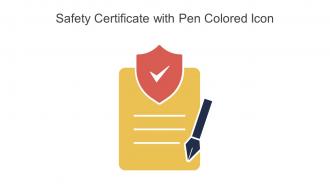 Safety Certificate With Pen Colored Icon In Powerpoint Pptx Png And Editable Eps Format