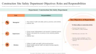 Safety Controls For Real Estate Project Construction Site Safety Department Objectives Roles And Responsibilities