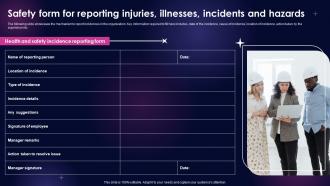 Safety Form For Reporting Injuries Illnesses Workplace Safety Management Framework