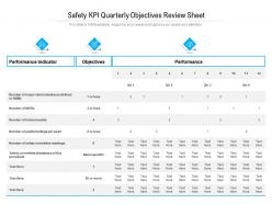 Safety kpi quarterly objectives review sheet