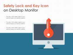 Safety lock and key icon on desktop monitor