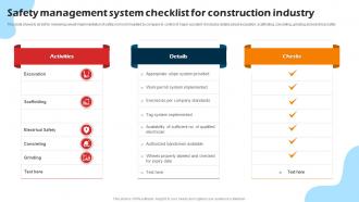 Safety Management System Checklist For Construction Industry