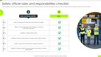 Safety Officer Roles And Responsibilities Checklist