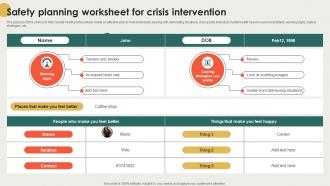 Safety Planning Worksheet For Crisis Intervention