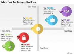 Safety time and business deal icons flat powerpoint design