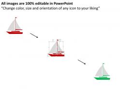 Sail boats for growth indication flat powerpoint design