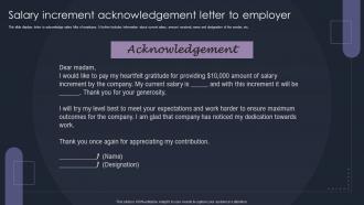 Salary Increment Acknowledgement Letter To Employer