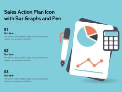 Sales Action Plan Icon With Bar Graphs And Pen
