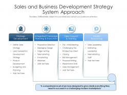 Sales and business development strategy system approach