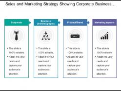 Sales and marketing strategy showing corporate business unit product marketing aspects