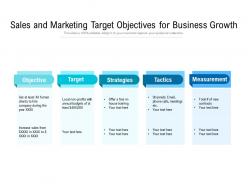 Sales And Marketing Target Objectives For Business Growth