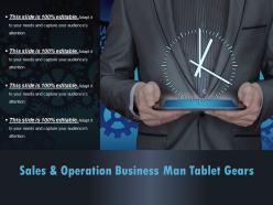 Sales and operation business man tablet gears