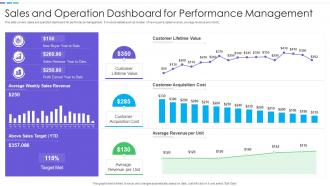 Sales And Operation Dashboard For Performance Management