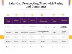 Sales Call Prospecting Sheet With Rating And Comments