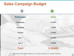 Sales campaign budget ppt show infographic template