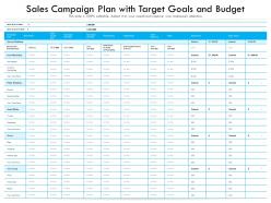 Sales Campaign Plan With Target Goals And Budget