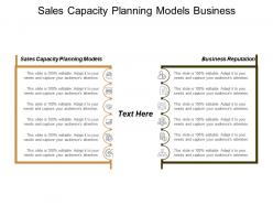 Sales capacity planning models business reputation supply chain management cpb