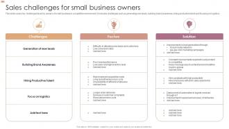 Sales Challenges For Small Business Owners