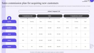 Sales Commission Plan For Acquiring New Customers