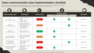 Sales Communication Plan Implementation Checklist