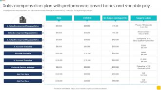 Sales Compensation Plan With Performance Based Bonus And Variable Pay