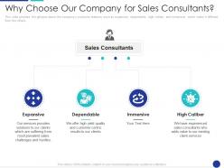 Sales consultancy business why choose our company for sales consultants ppt powerpoint grid