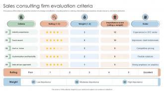 Sales Consulting Firm Evaluation Criteria