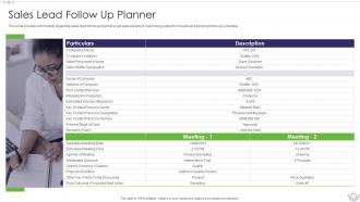 Sales Content Management Playbook Sales Lead Follow Up Planner