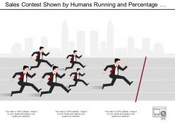 Sales contest shown by humans running and percentage medal