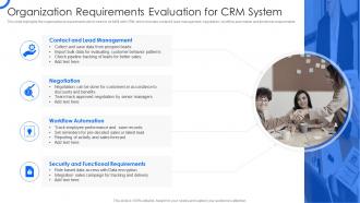 Sales CRM Cloud Implementation Organization Requirements Evaluation For CRM System